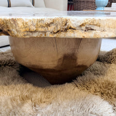 petrified wood coffee table with wood base