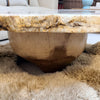 petrified wood coffee table with wood base