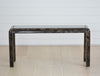 vintage inlaid console with brass