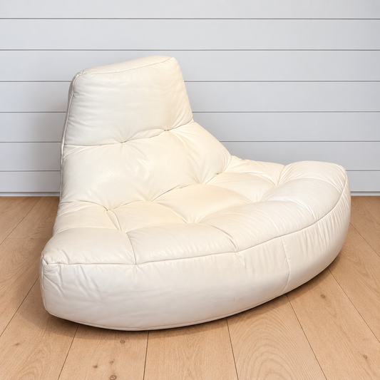 vintage crescent white leather chair