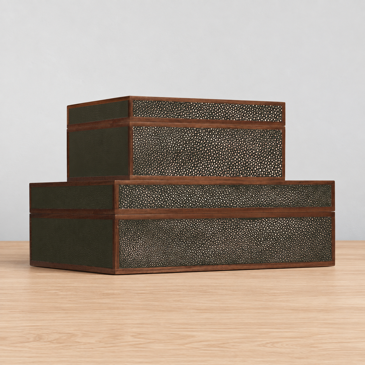 faux shagreen dark mushroom box, small