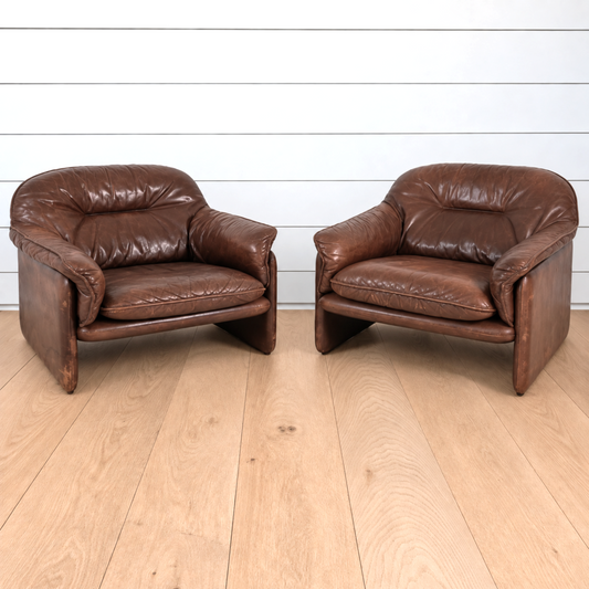 vintage pair of de sede leather chairs