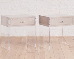 the homenature dune cerused silver oak and lucite end table