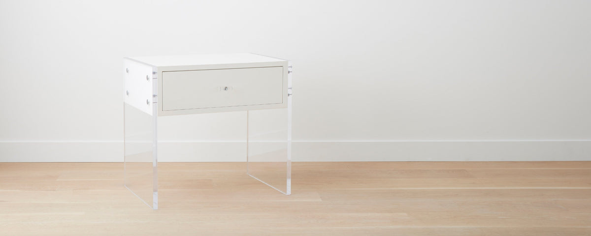 the homenature dune lacquer and lucite end table