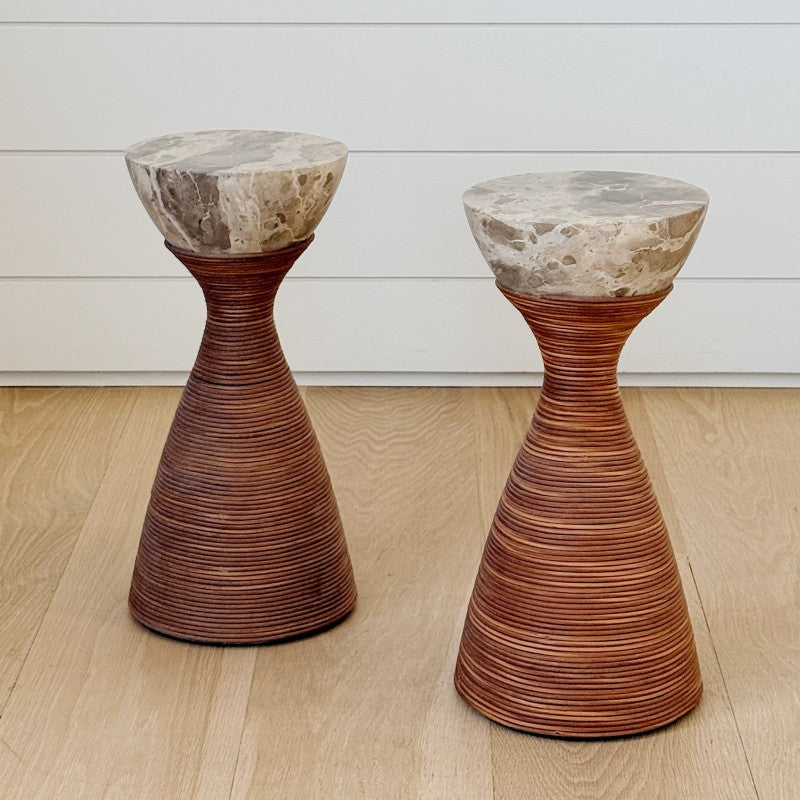 leather & stone side table - small