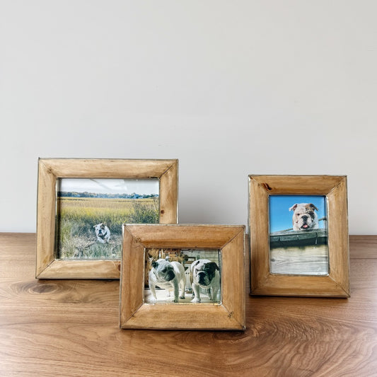 pine and silver light picture frame collection
