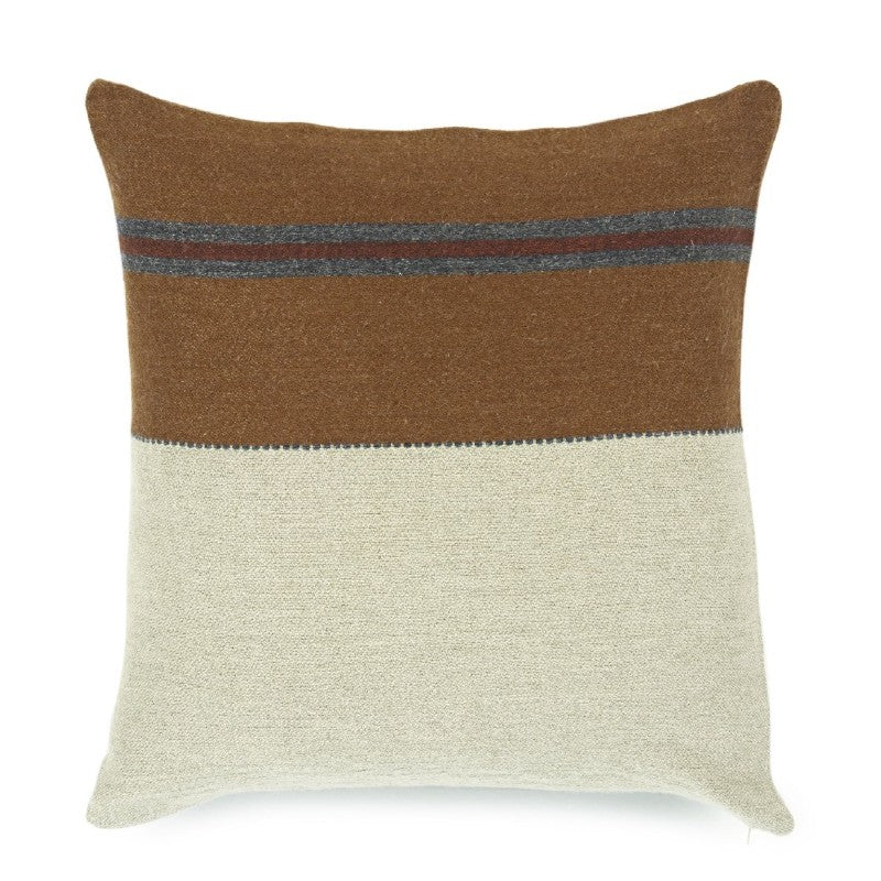 highland stripe leather pillow 20"
