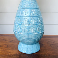 midcentury pair of sky blue ceramic lamps