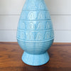 midcentury pair of sky blue ceramic lamps