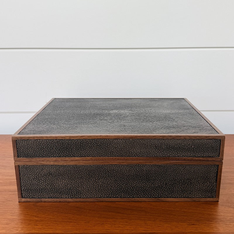 faux shagreen dark mushroom box, large