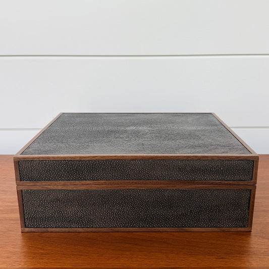 faux shagreen dark mushroom box, large