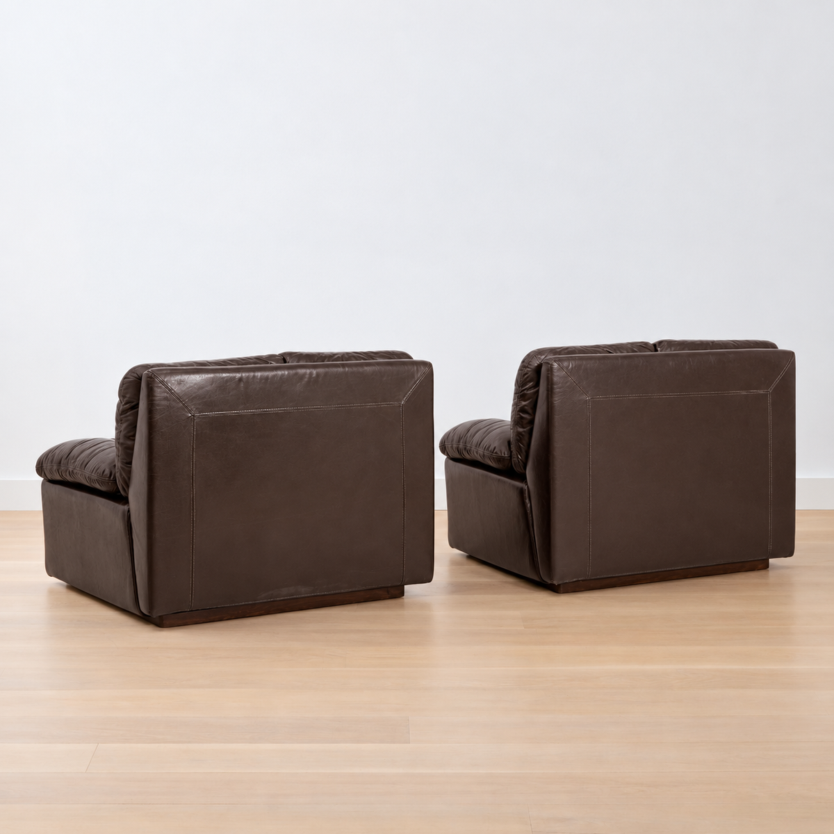 vintage pair of italian leather armchairs