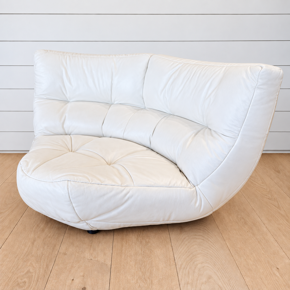 vintage white leather loveseat