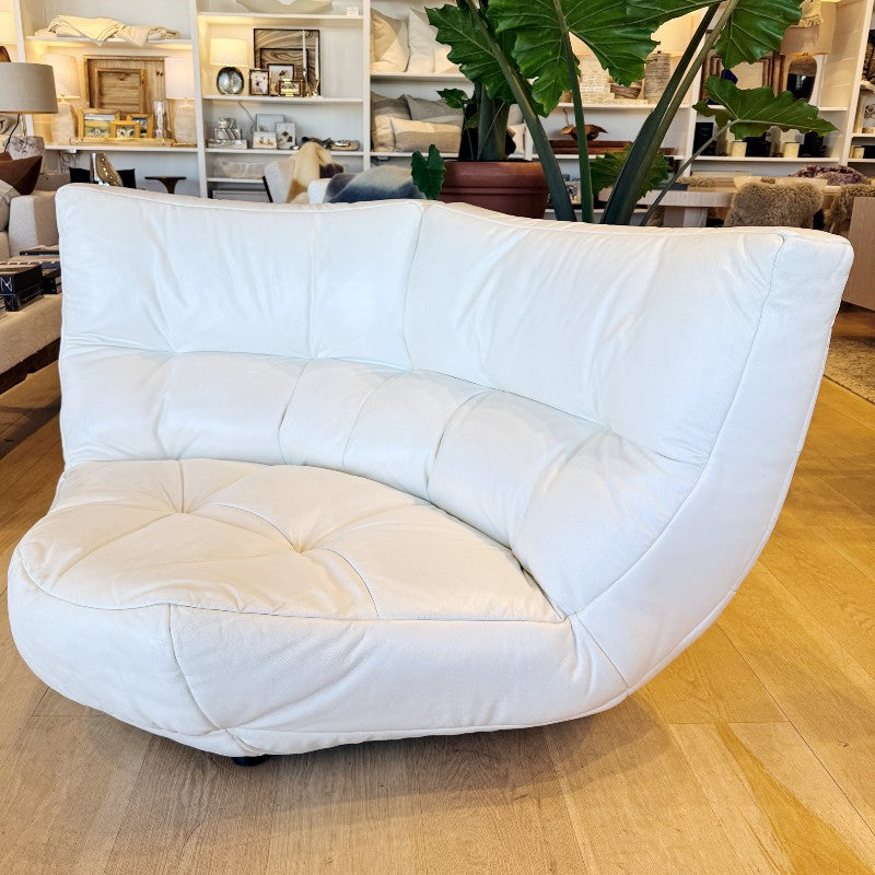 vintage white leather loveseat