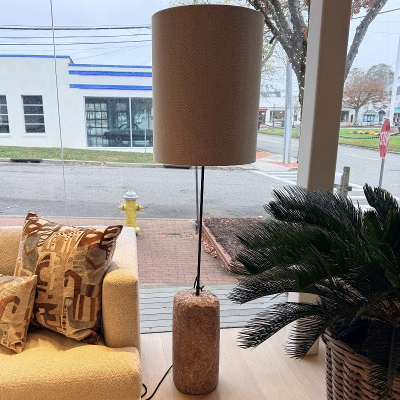 marble and metal floor lamp