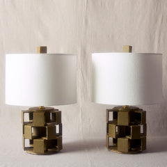 warner walcott mini cube lamp in olive