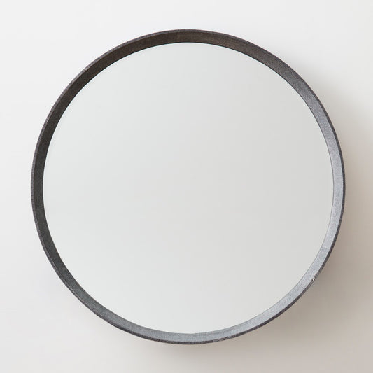 faux shagreen mirror, cool grey 38"