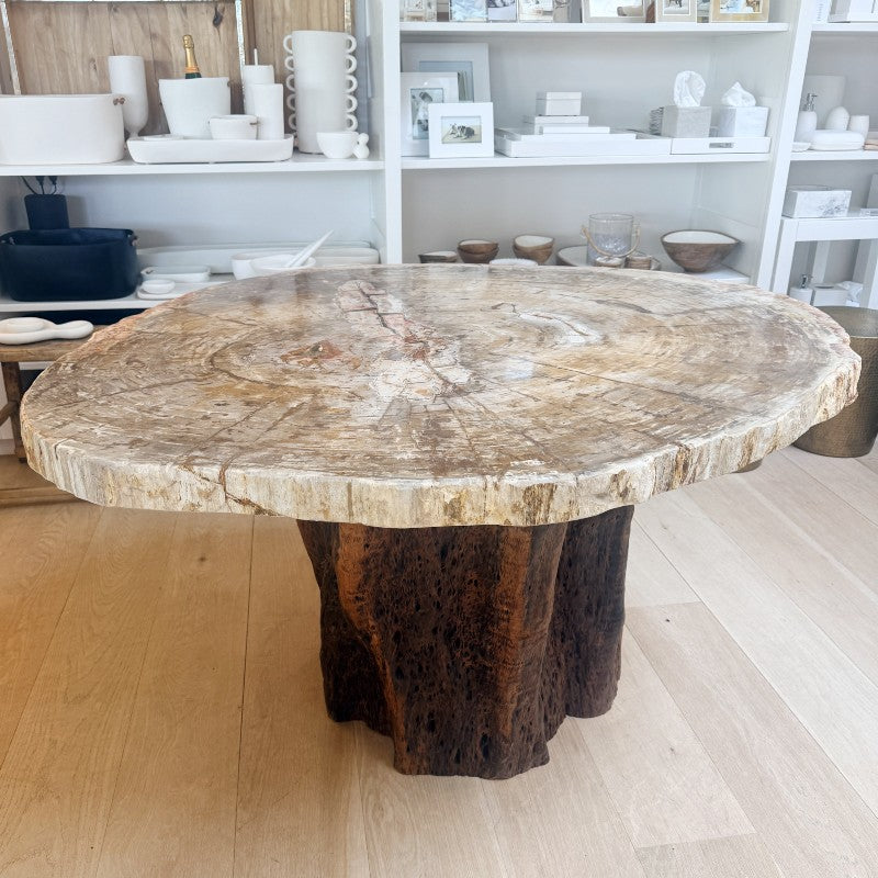 petrified wood top dining table
