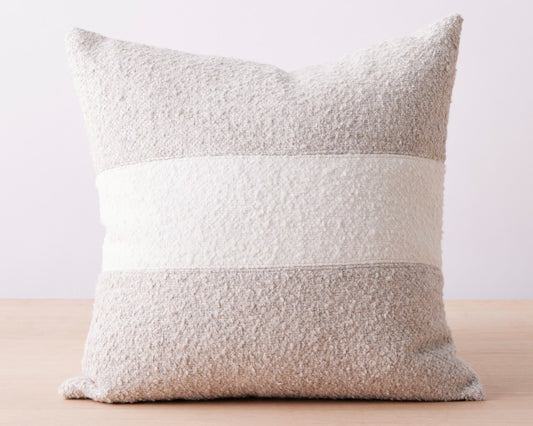 napa thick ivory and grey stripe pillow, 24x24