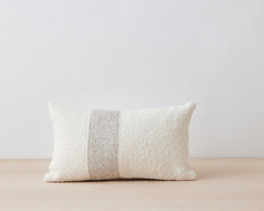 napa ivory with grey stripe pillow, 12x20