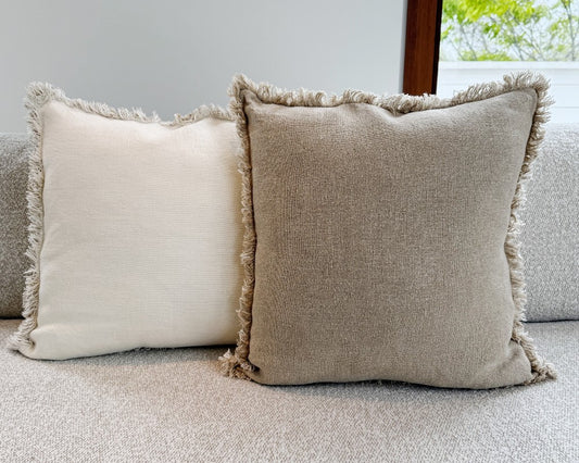 natural and ivory linen pillow