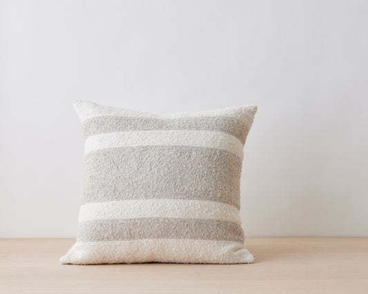 napa ivory and grey stripe pillow, 24x24