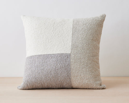 napa ivory, grey, slate grid pillow, 24x24