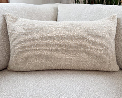 shaggy linen and wool lumbar pillow