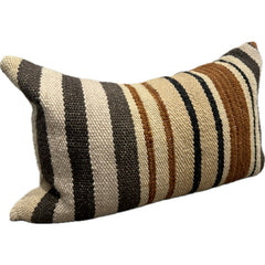 brown multi stripe lumbar pillow