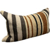 brown multi stripe lumbar pillow