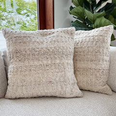 linen and wool beige pillow