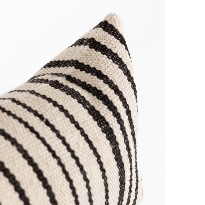 black & white block stripe pillow
