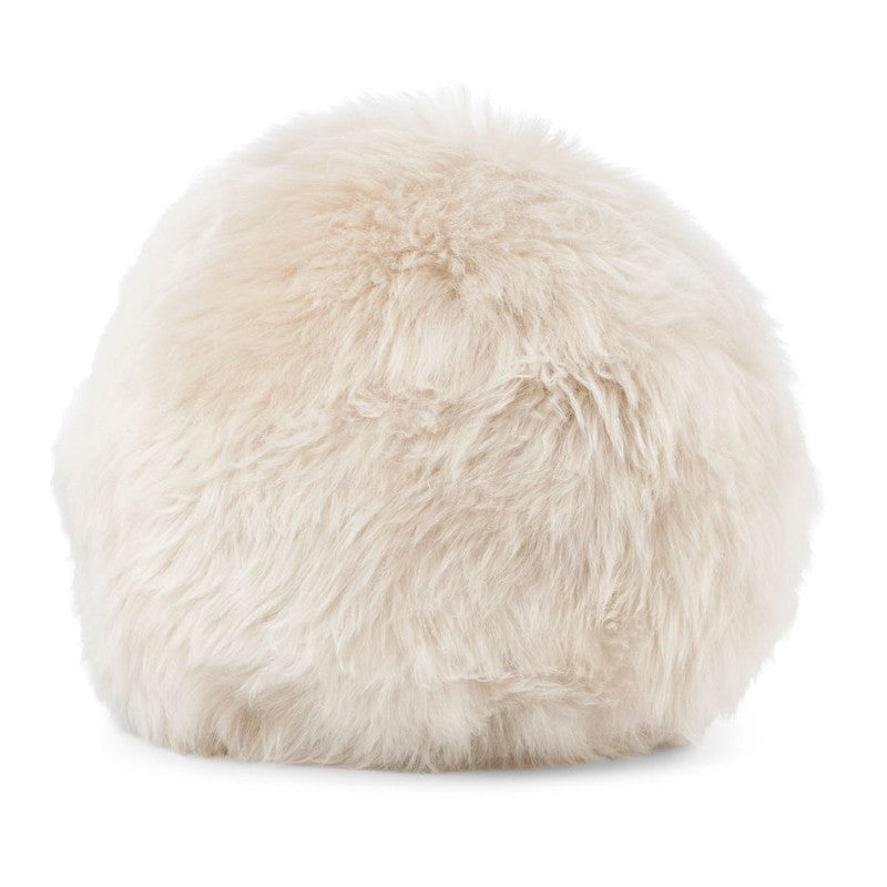 round linen 10" pillow, long wool