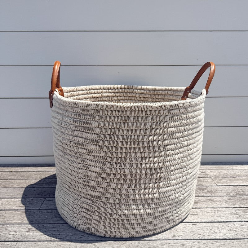 white cotton & seagrass planter basket