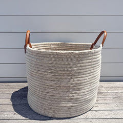 white cotton & seagrass planter basket