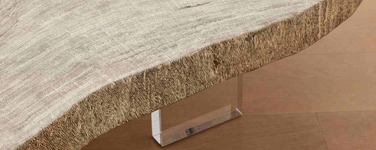 the portland coffee table with lucite legs