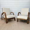 vintage pair of french faux bamboo armchairs