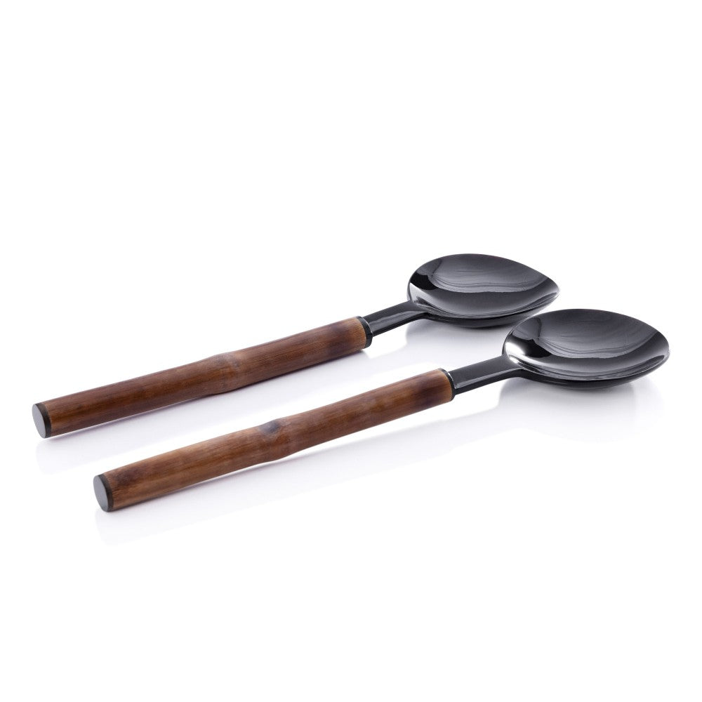 bamboo and horn server set 15"