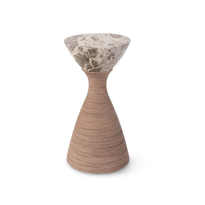 leather & stone side table - large