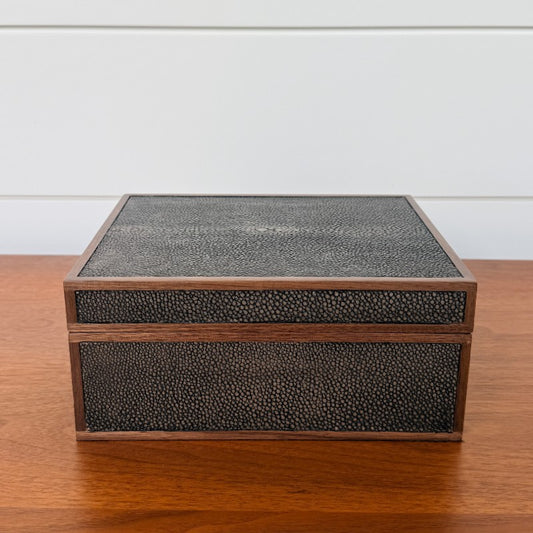 faux shagreen dark mushroom box, small