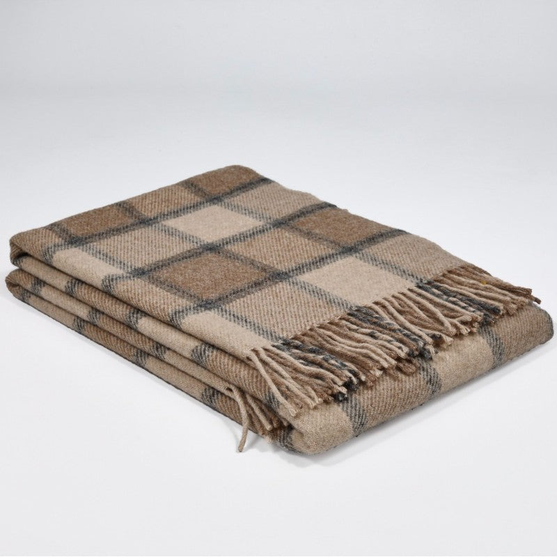 plaid throw, brown