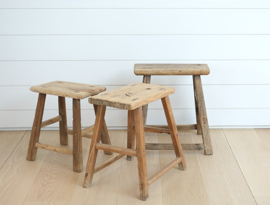primitive wood stool