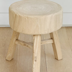 bleached tree-slice end table