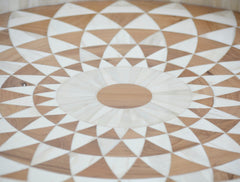 sunburst teak and bone tray
