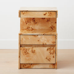 the triple drawer burl lacquered nightstand