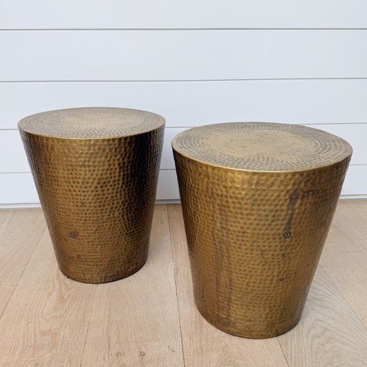 vintage hammered brass side table