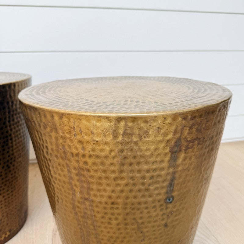 vintage hammered brass side table