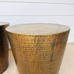 vintage hammered brass side table