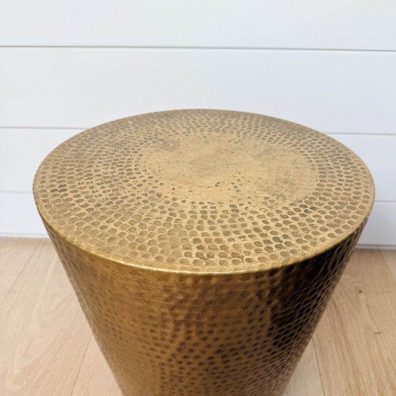 vintage hammered brass side table
