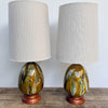 vintage pair of drip glaze table lamps